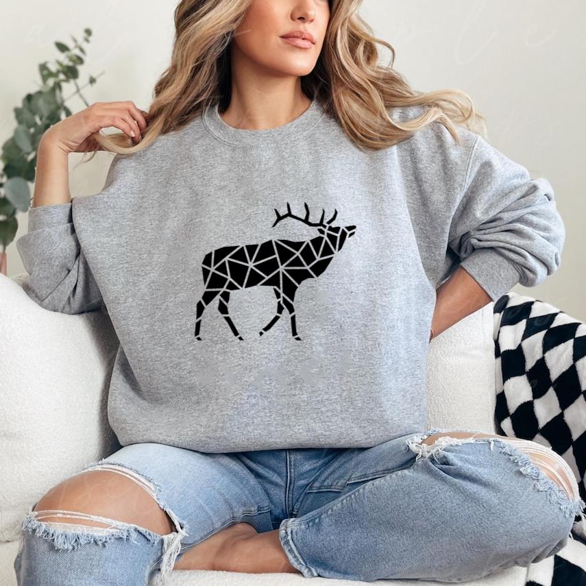 Walking Polygonal Cut Out Deer Sweatshirt image 0