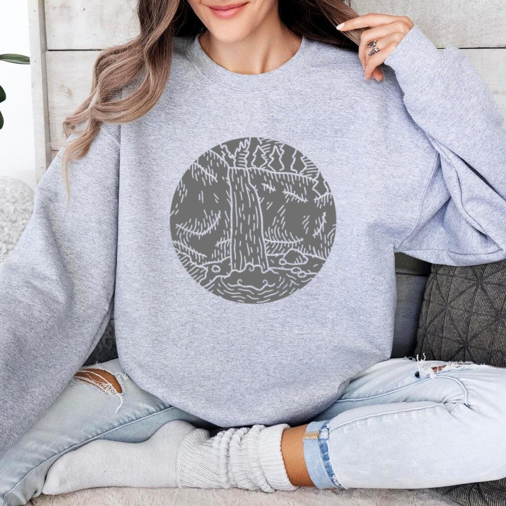 Waterfall And Forest Cut Out Landscape Sweatshirt image 3