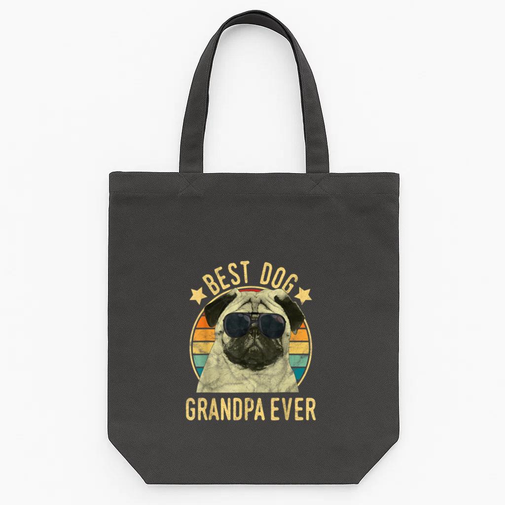Best Dog Grandpa Ever Pug Tote Canvas Bag image 0