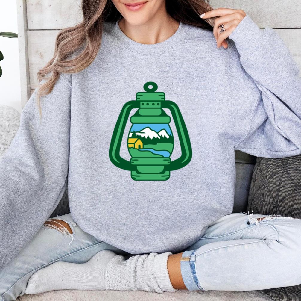 Vintage Camping Lantern Design With Mountain Scene Sweatshirt image 3