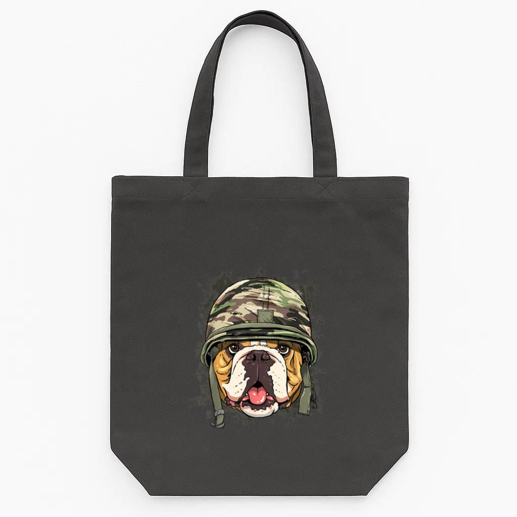 American Bulldog Soldier Veteran Dog Tote Canvas Bag image 0