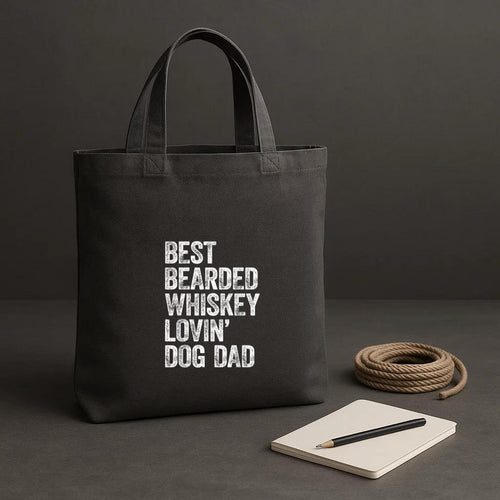Best Bearded Whiskey Lovin Dog Dad Tote Canvas Bag image 1
