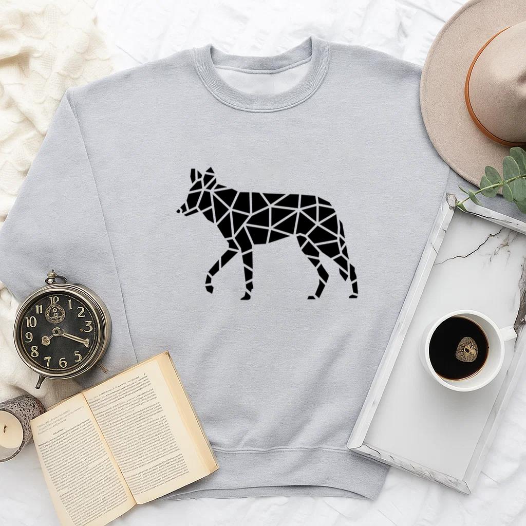 Walking Cut Out Polygonal Wolf Sweatshirt image 1