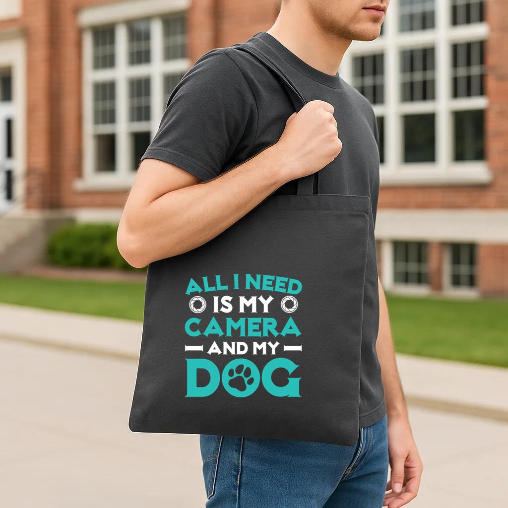 All I Need Is My Camera And My Dog Tote Canvas Bag image 2