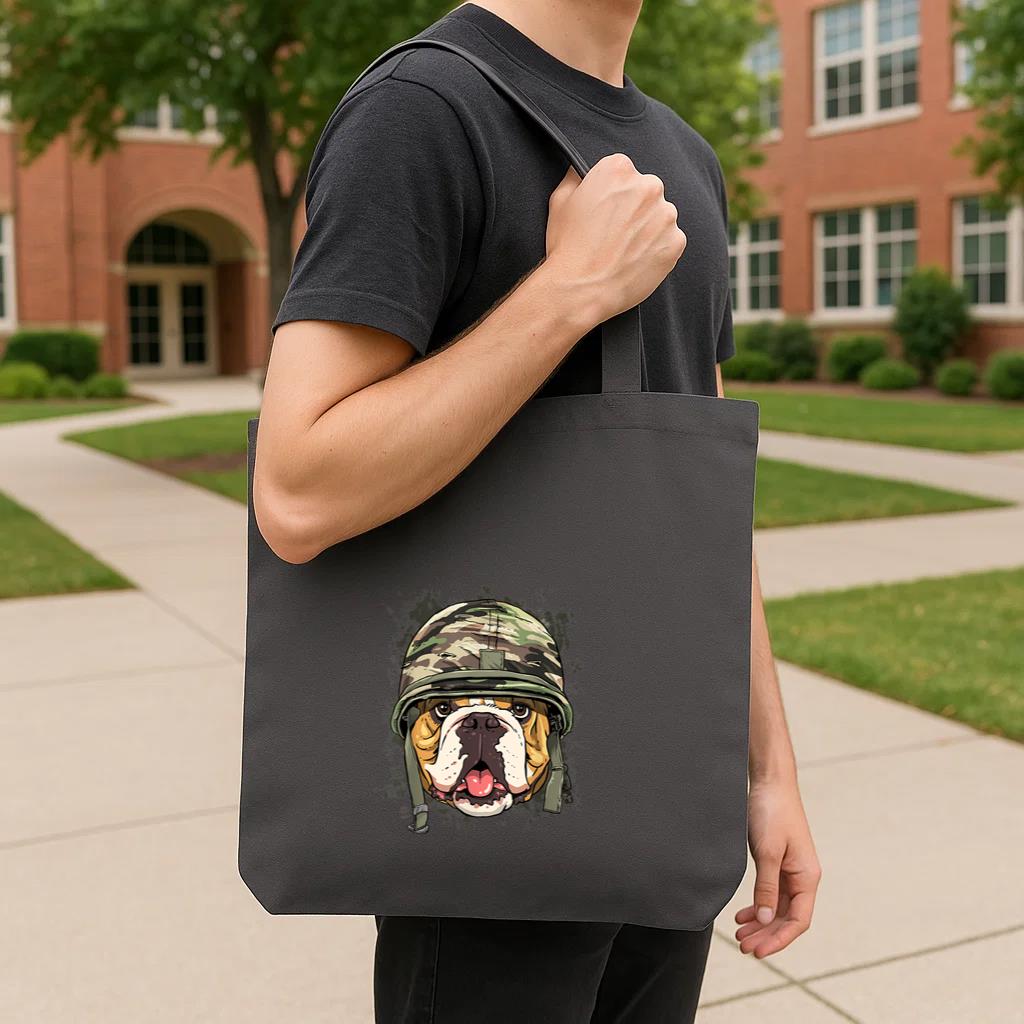 American Bulldog Soldier Veteran Dog Tote Canvas Bag image 3