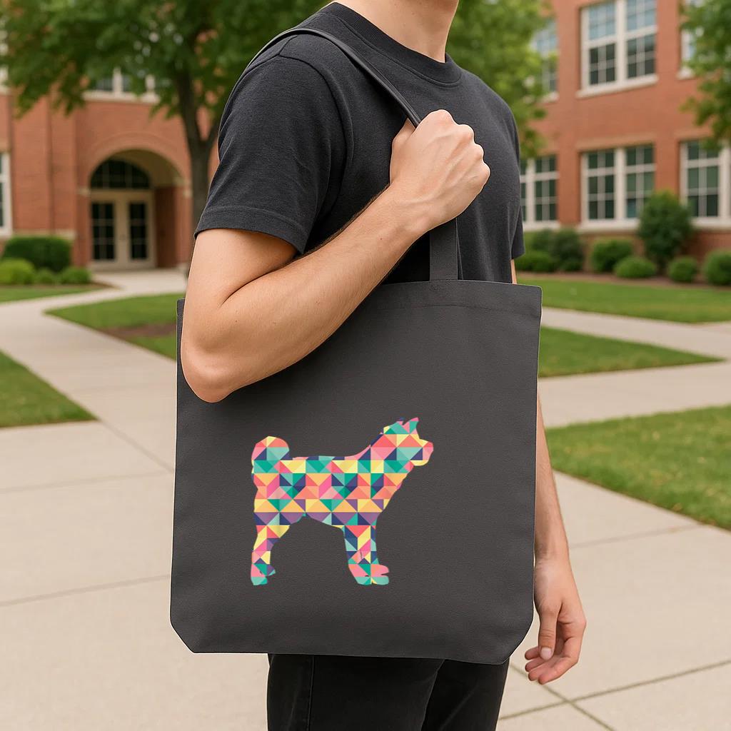 Akita Abstract Color Summer Puppy Dog Tote Canvas Bag image 3