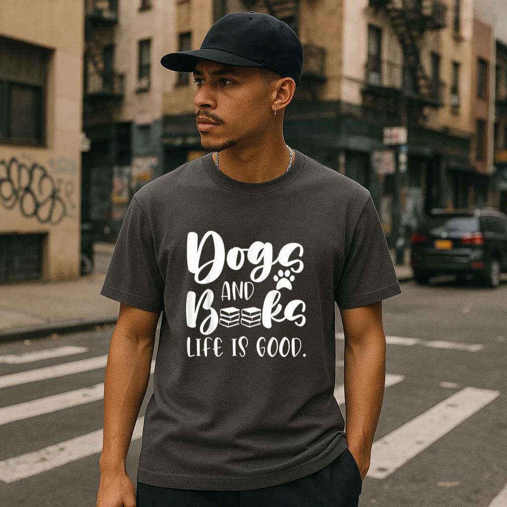 Books And Dogs Life Is Good T-Shirt image 2