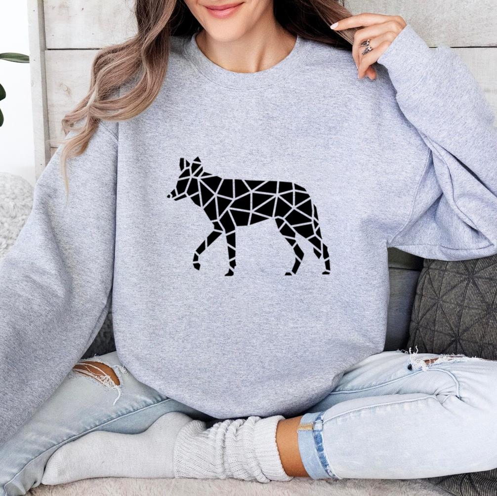 Walking Cut Out Polygonal Wolf Sweatshirt image 3